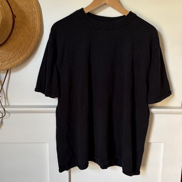 St. Agni Black copain tee Linen Knit Top oversized small/medium - Picture 4 of 6